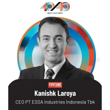 Presiden Direktur & CEO ESSA Group, Kanishk Laroya masuk dalam daftar 40 Under 40 Tahun 2024 versi Fortune Indonesia